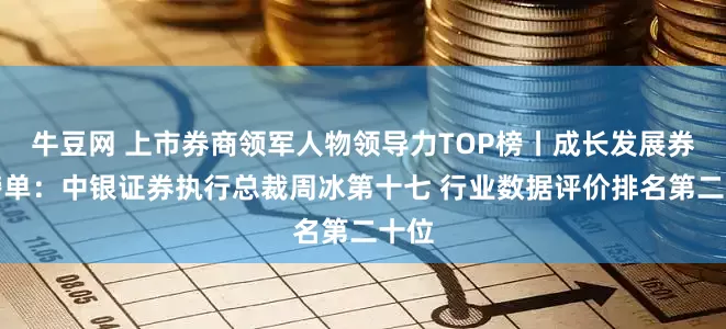 牛豆网 上市券商领军人物领导力TOP榜丨成长发展券商榜单：中银证券执行总裁周冰第十七 行业数据评价排名第二十位
